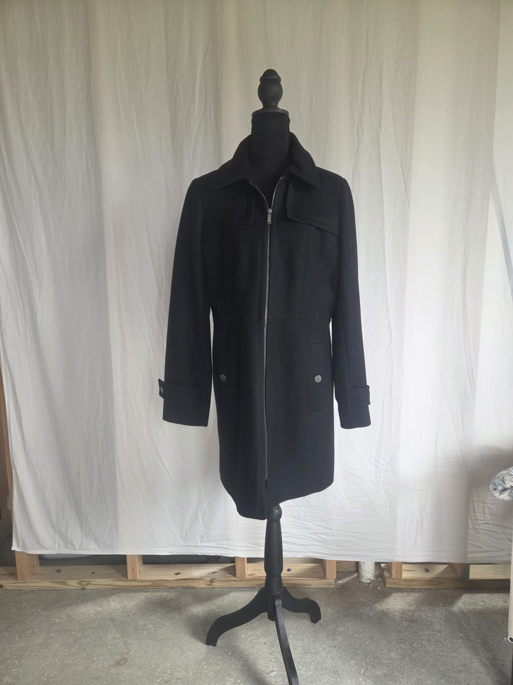 Black Zip-Front Pea Coat